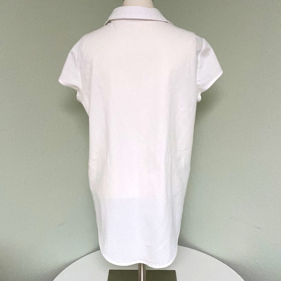 MissLook White Cap Sleeve Button Front Cotton Blend Linen Size M - Picture 3 of 7